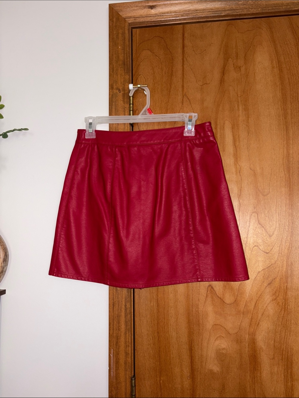 Forever 21 Red Faux Leather A-Line Mini Skirt